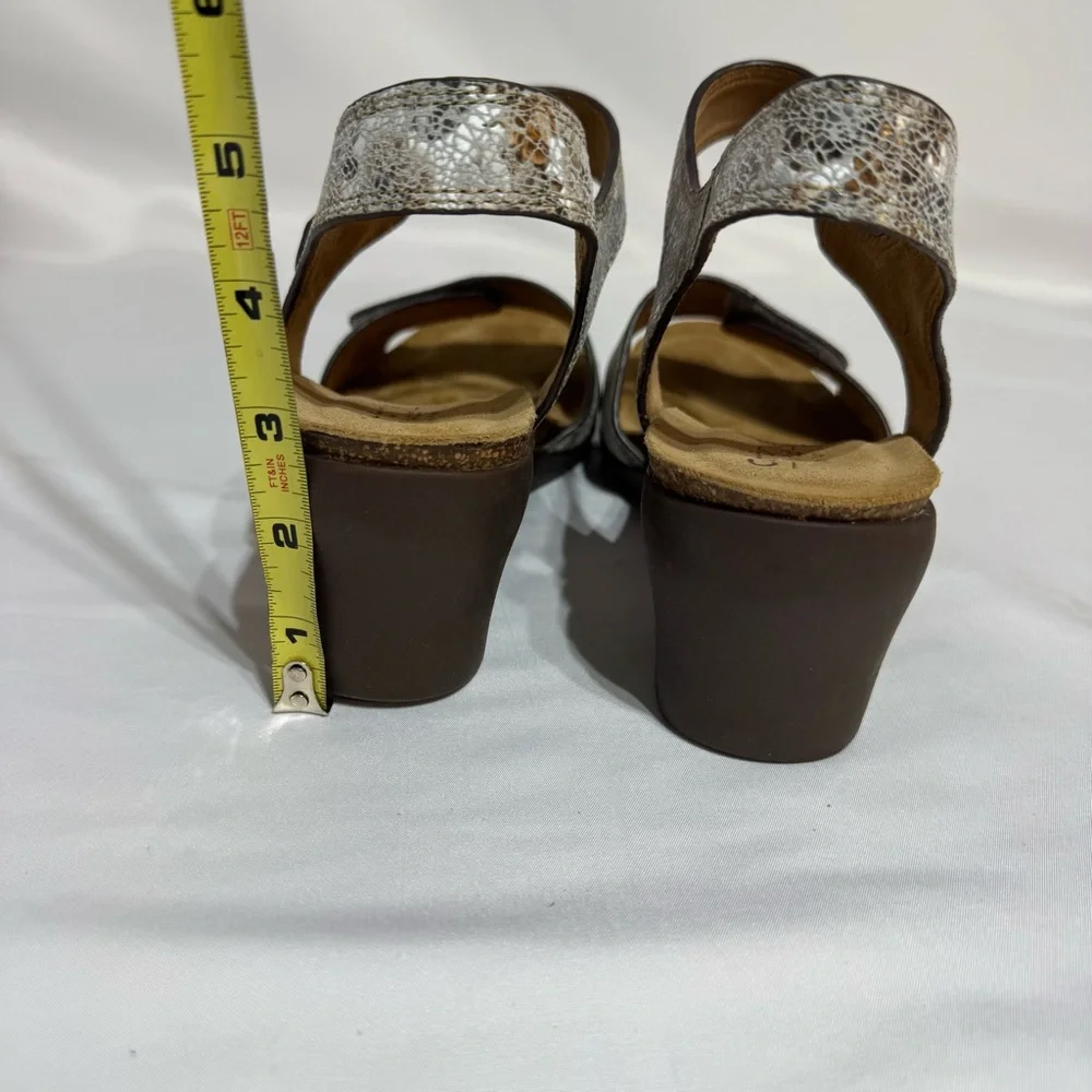 Comfortiva Womens Abria Pillowtop Wedge‎ Sandals Gray Floral Slingback Size 11W